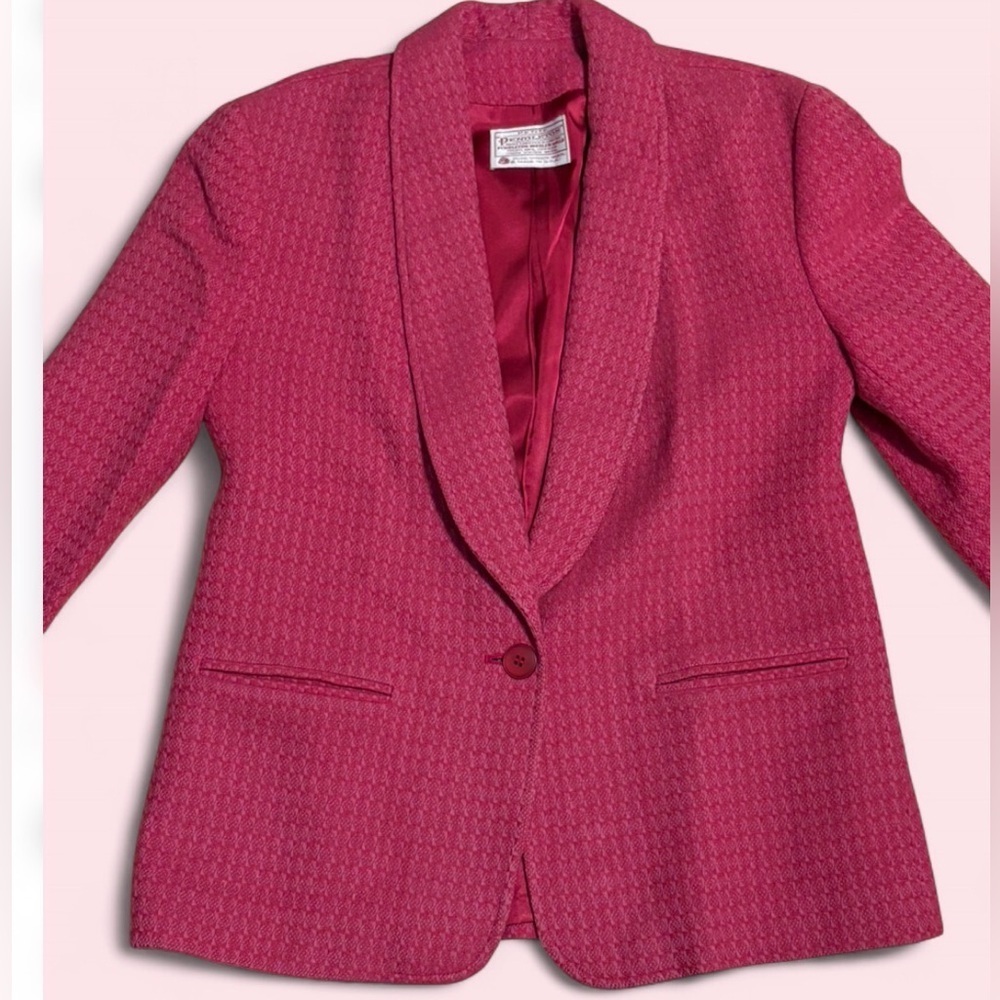 Vintage Pendleton Petite Wool Blazer Barbie Pink Size 6 Made In USA - Picture 2 of 7